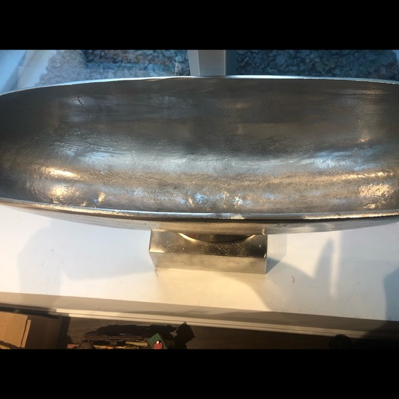 Silver oblong pedestal bowl/urn 29x17x8” UK import - Picture 2 of 3